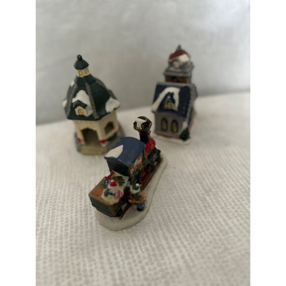 Ceramic Christmas Village, Train, Gazebo and Church, 3" to 5" tall - Picture 2 of 5